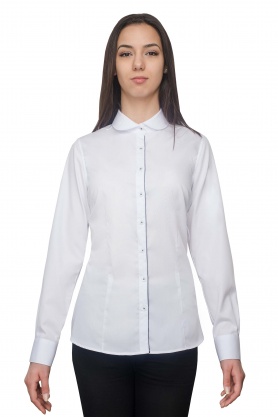 Bluza dama office culoare alb cu guler rotund